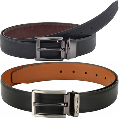 Pacific Gold Men Formal Brown, Black, Tan, Black Artificial Leather Belt