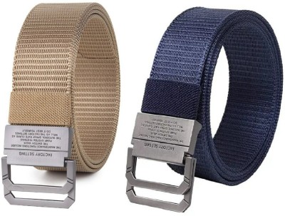 ZACHARIAS Men Casual, Party, Formal Beige, Blue Canvas, Metal Belt