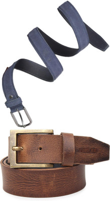 Jungler Men Evening, Party, Formal, Casual Blue, Brown Genuine Leather Belt