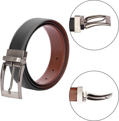 KEZRO Men Formal Black Genuine Leather Reversible Belt