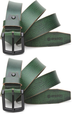 Jungler Men Evening, Party, Formal, Casual Green, Green Genuine Leather Belt