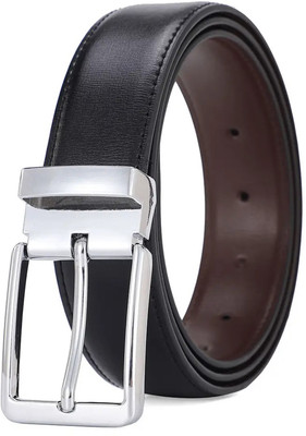 LOOPA Men Formal Black Artificial Leather Reversible Belt