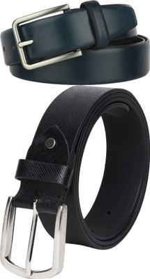 Jungler Men Evening, Party, Formal, Casual Blue, Black Genuine Leather Belt