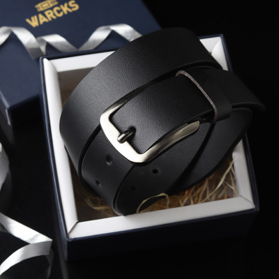 WARCKS Men Formal Black Genuine Leather Belt