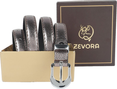 ZEVORA Women Casual, Evening, Formal, Party Silver Genuine Leather Belt