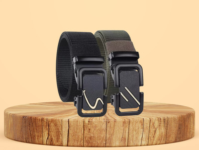 Micron Men Casual Green Nylon Belt