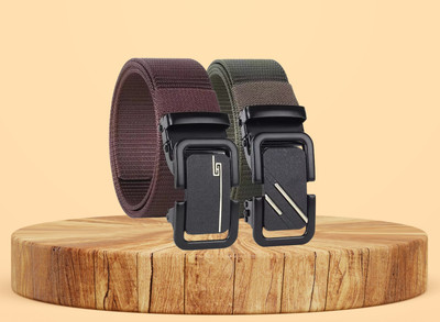 Micron Men Casual Green Nylon Belt