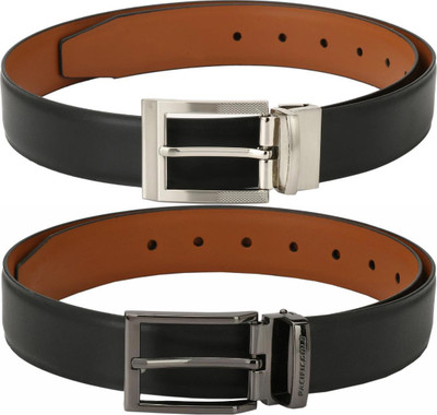 Pacific Gold Men Formal Black, Tan Artificial Leather Belt