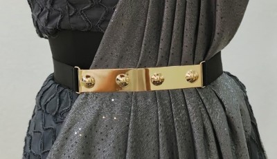 F D HUB Women Party Black, Gold Fabric Belt