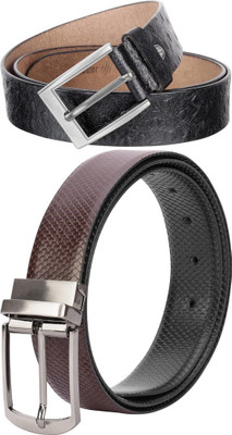 Jungler Men Evening, Party, Formal, Casual Black, Brown, Black Genuine Leather Belt