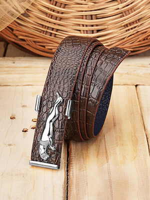 ShopGlobal Men Casual Black Texas Leatherite Belt