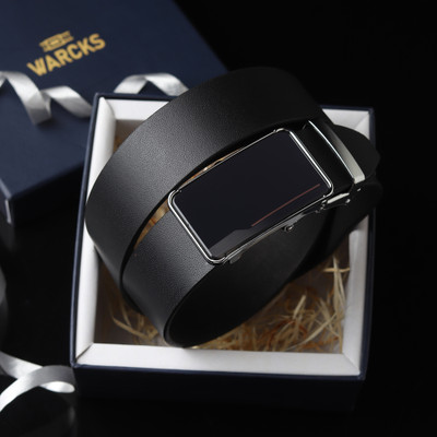 WARCKS Men Formal Black Genuine Leather Belt