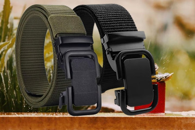 Daller Men & Women Casual, Party, Formal Gold, Green Nylon Belt