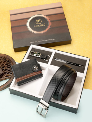 SAZARA Men Casual, Formal Black Genuine Leather Reversible Belt