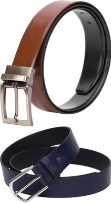 Jungler Men Evening, Party, Formal, Casual Brown, Blue Genuine Leather Belt