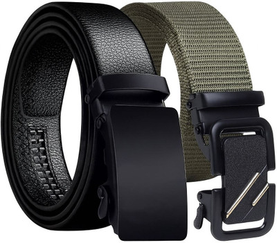 BPRIDE Men Casual, Formal, Evening, Party Black, Green Artificial Leather, Nylon, Texas Leatherite Belt