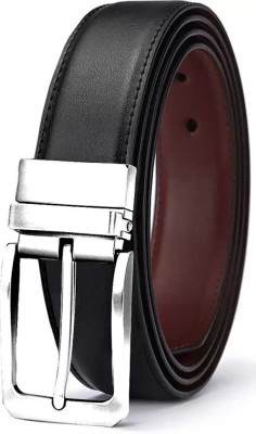 SPRINGY Men Casual, Evening, Formal, Party Black Artificial Leather Reversible Belt