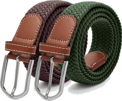 PROVOGUE Men & Women Casual, Party Brown, Green Canvas Belt