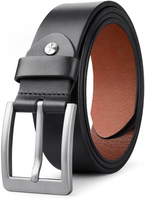 zaphod Men Formal, Casual, Evening, Party Black Genuine Leather Belt