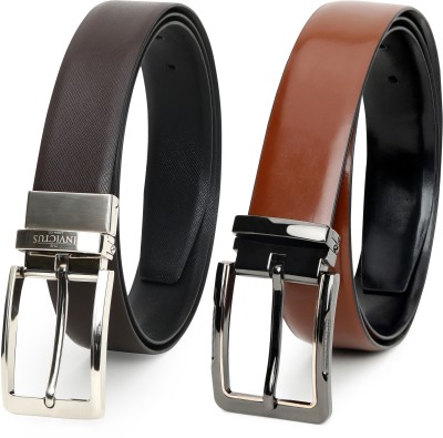 INVICTUS Men Formal Black, Tan Genuine Leather Reversible Belt