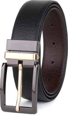 EXOCOETUS Men Formal, Casual, Evening, Party Black Genuine Leather Reversible Belt