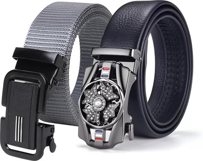 Kalsi Men Casual, Evening, Formal, Party Black, Grey Artificial Leather Belt