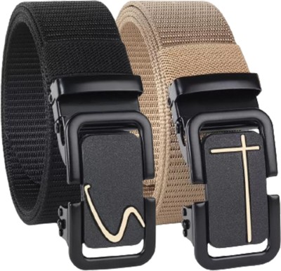 Sulit Men Casual, Evening, Formal, Party Beige, Black Nylon Belt