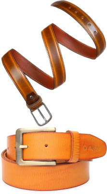 Jungler Men Evening, Party, Formal, Casual Tan, Orange Genuine Leather Belt