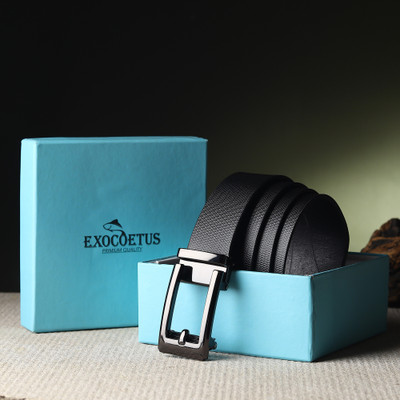 EXOCOETUS Men Formal, Casual, Evening, Party Black Genuine Leather Belt