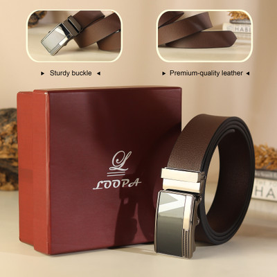 LOOPA Men Formal Brown Genuine Leather Belt