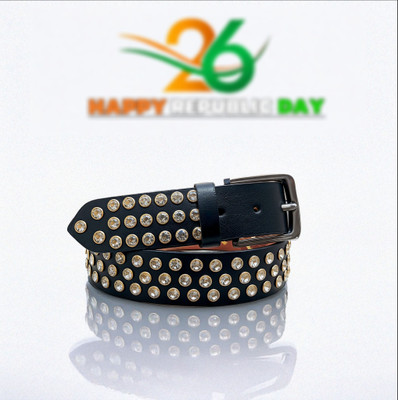 dazzle attire Men Party Black, Yellow Genuine Leather Belt