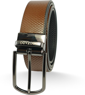 BROZADO Men Formal, Casual, Party Brown, Black Genuine Leather, Texas Leatherite Reversible Belt