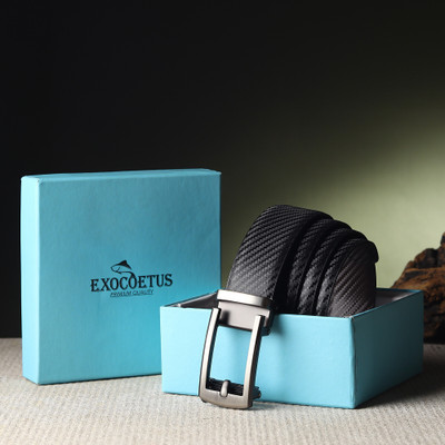 EXOCOETUS Men Formal, Casual, Evening, Party Black Genuine Leather Reversible Belt