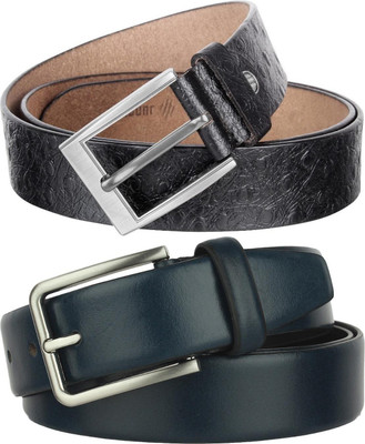 Jungler Men Evening, Party, Formal, Casual Black, Blue Genuine Leather Belt