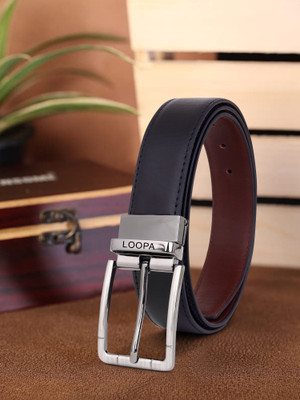 LOOPA Men Formal Black Artificial Leather Reversible Belt
