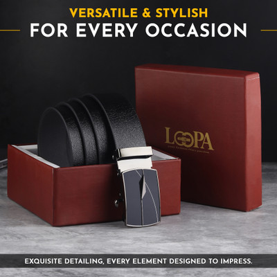 LOOPA Men Formal Black Genuine Leather Belt