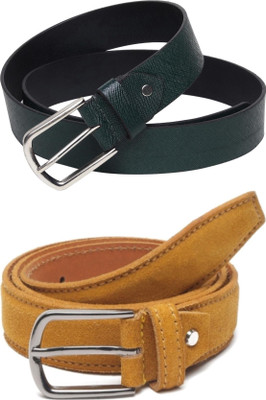 Jungler Men Evening, Party, Formal, Casual Green, Tan Genuine Leather Belt