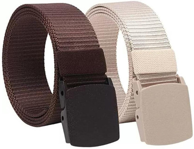 Icongadget Boys & Girls Casual, Party Brown, Beige Nylon Belt