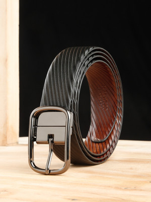 Teakwood Leathers Men Formal Black Genuine Leather Reversible Belt