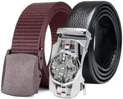 Icongadget Boys Casual, Evening, Formal, Party Black, Brown Texas Leatherite, Nylon Belt