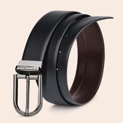 LOUIS STITCH Men Formal Black Genuine Leather Reversible Belt