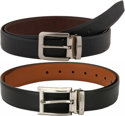 Pacific Gold Men Formal Brown, Black Artificial Leather Belt