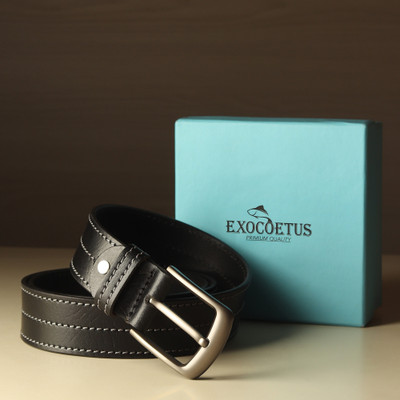 EXOCOETUS Men Formal, Casual, Evening, Party Black Genuine Leather Belt