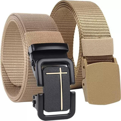 Icongadget Men Casual, Formal, Evening, Party Beige Nylon Belt