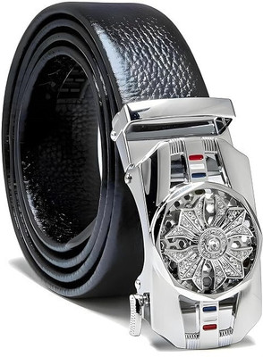 ShopGlobal Men Casual Black, Silver Nylon Belt