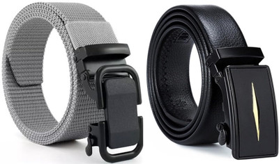 LAER Boys & Girls Casual, Evening, Formal, Party Black Fabric, Artificial Leather, Genuine Leather Belt