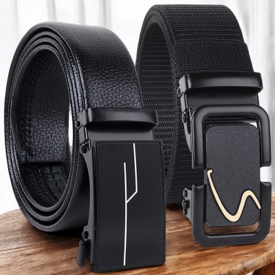 LOOPA Men Casual, Evening, Formal, Party Black Artificial Leather, Nylon Belt