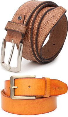 Jungler Men Evening, Party, Formal, Casual Tan, Orange Genuine Leather Belt