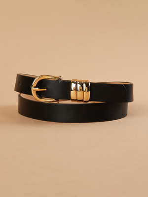 Ginger by Lifestyle Women Casual Black Genuine Leather Belt