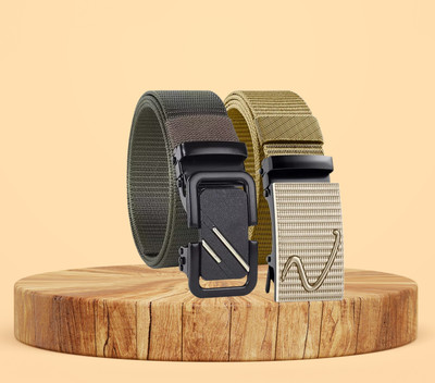 Micron Men Casual Beige Nylon Belt